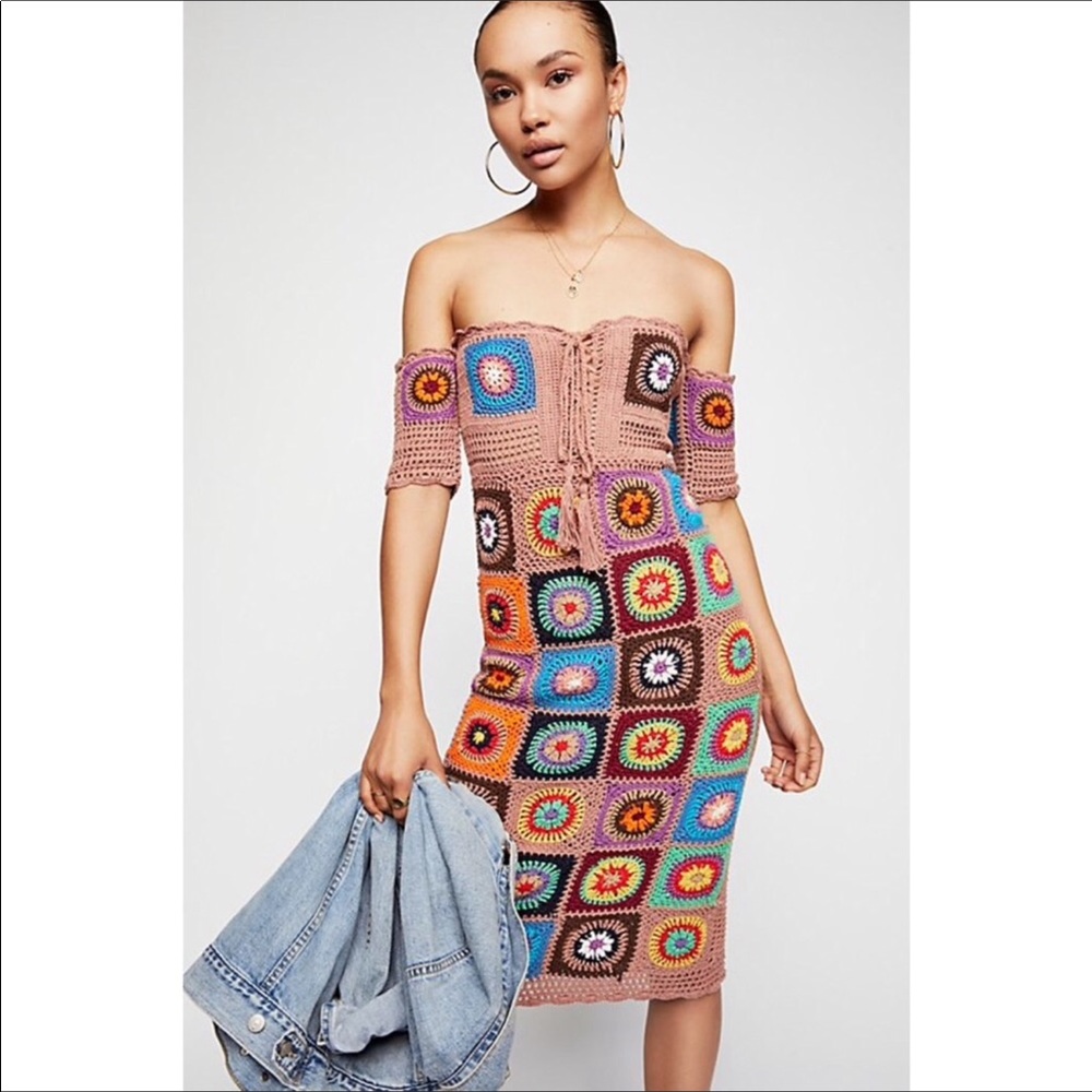 Freee People racing hearts crochet dress
